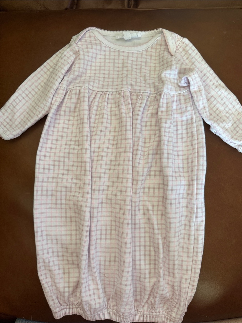 Pink Checked Infant Nightgown – Soft Cotton Baby Pajamas